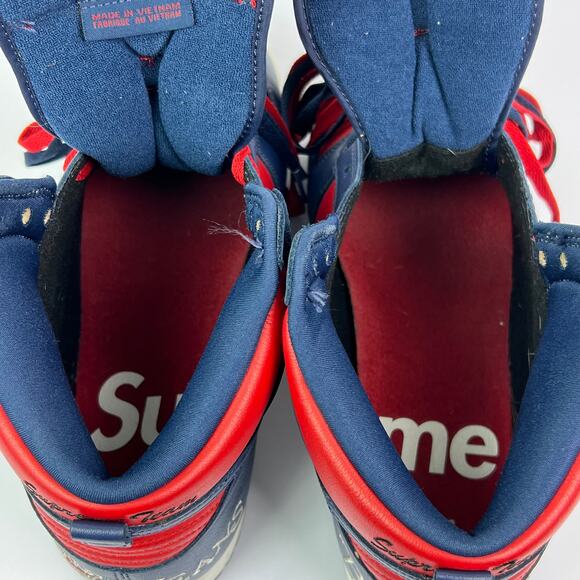 Nike x Supreme Dunk SB High "By Any Means" Red/Navy size 10.5 Style DN3741-600 - Picture 11 of 16